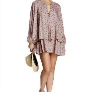 Free People Beck Floral Printed Tunic Mini Dress Pink